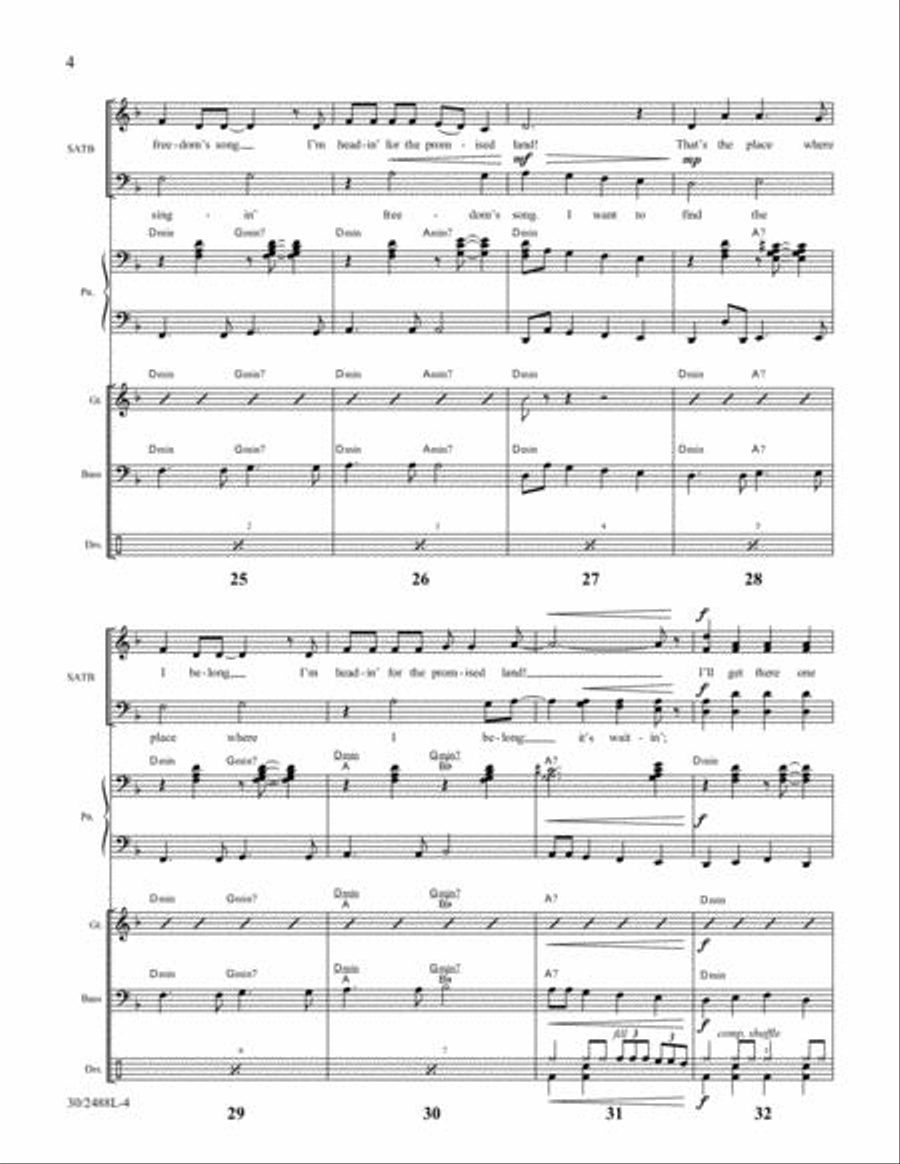 Promised Land - Rhythm Score and Parts Choir scores gallery preview page 5