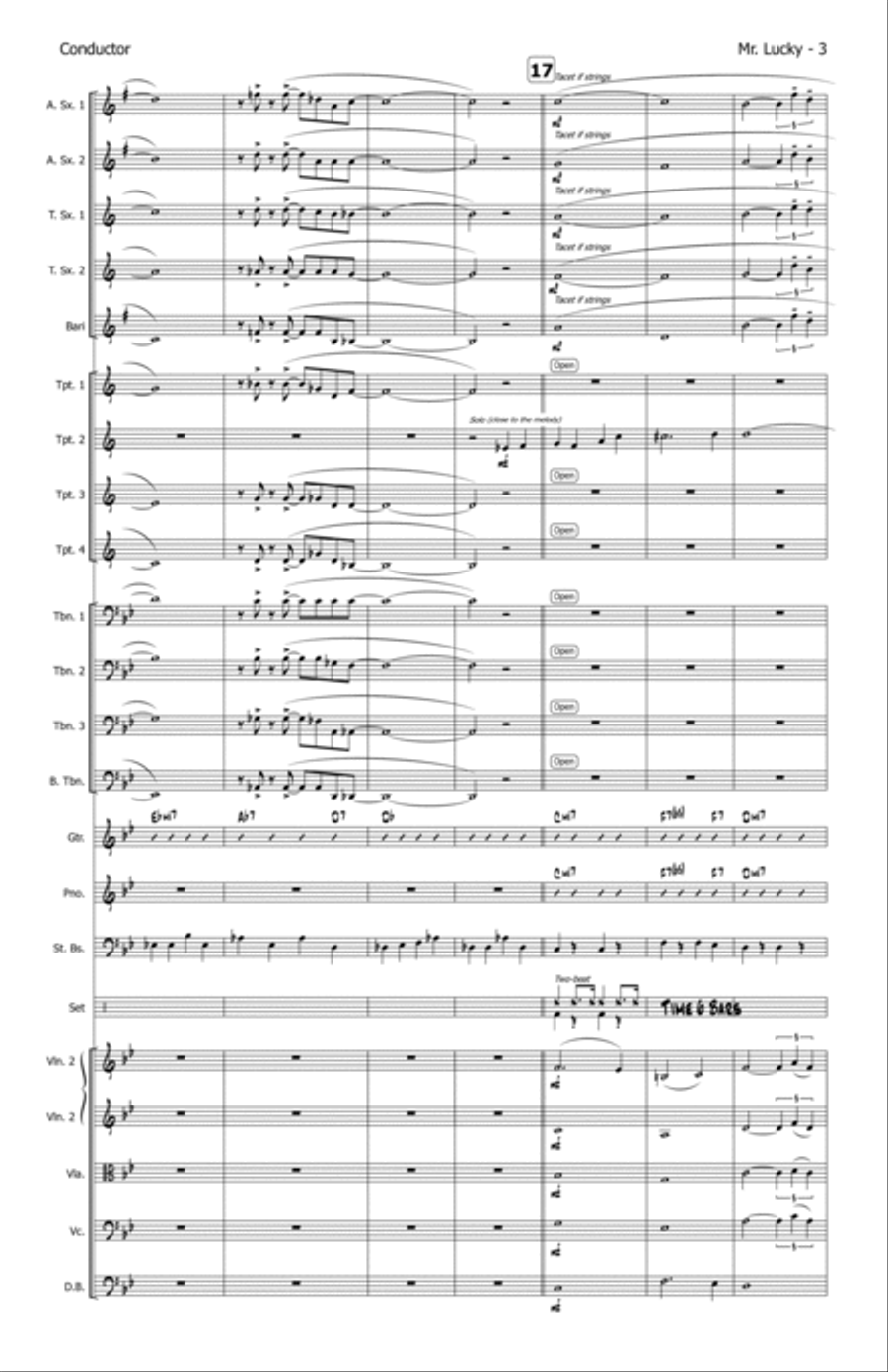 Mr. Lucky - Score Only Jazz Ensemble scores gallery preview page 5