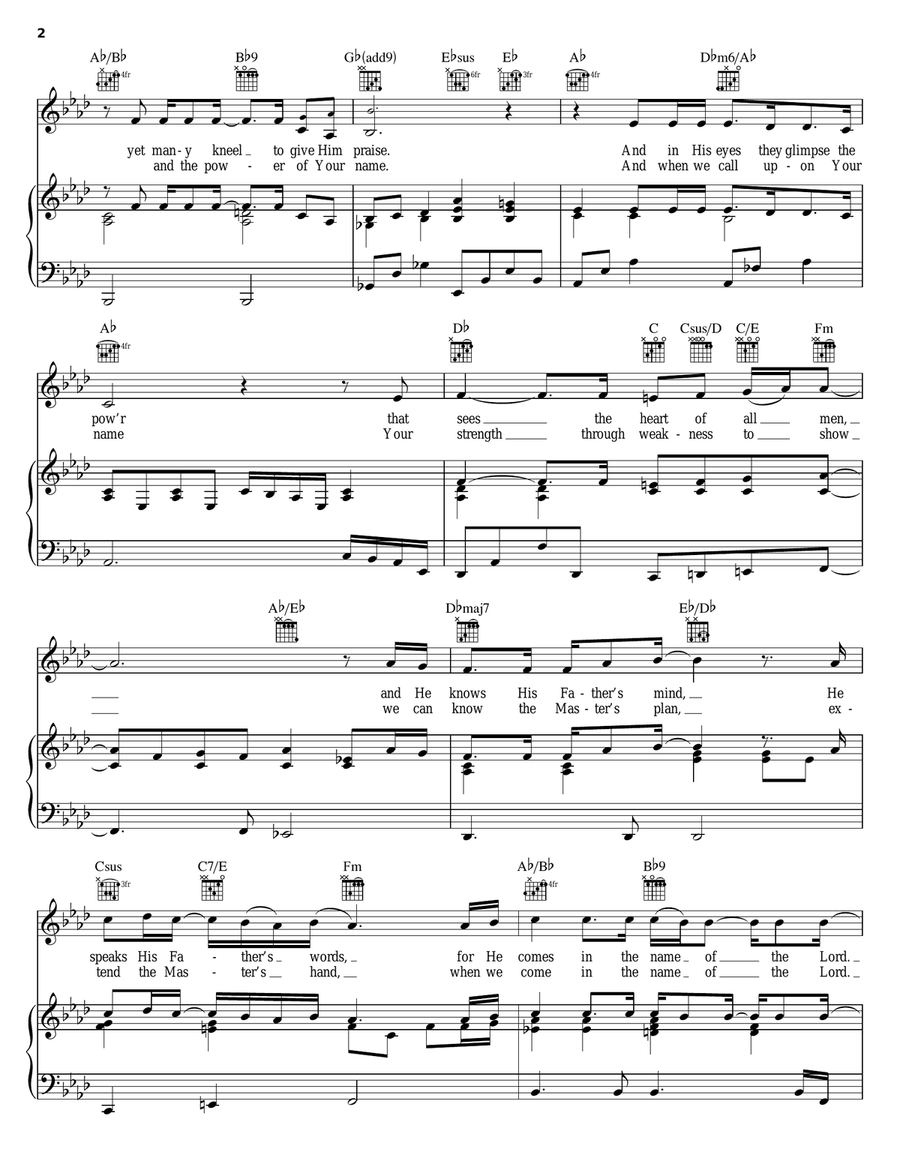 In The Name Of The Lord Piano, Vocal, Guitar scores gallery preview page 2