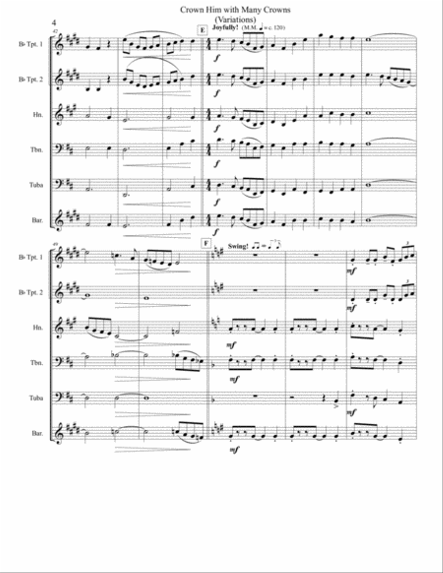 Crown Him with Many Crowns for Brass Quintet Brass Quintet scores gallery preview page 4