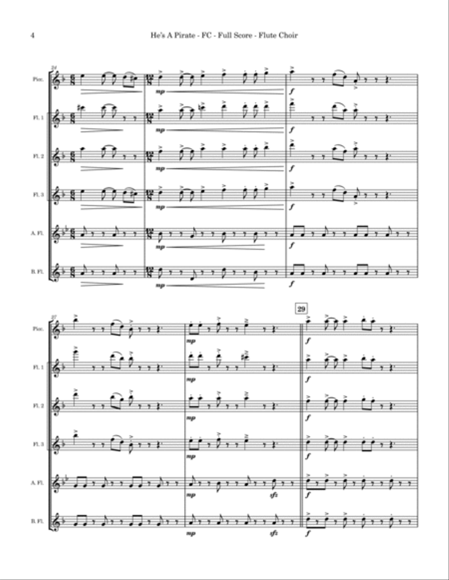 He's A Pirate Flute Choir scores gallery preview page 4