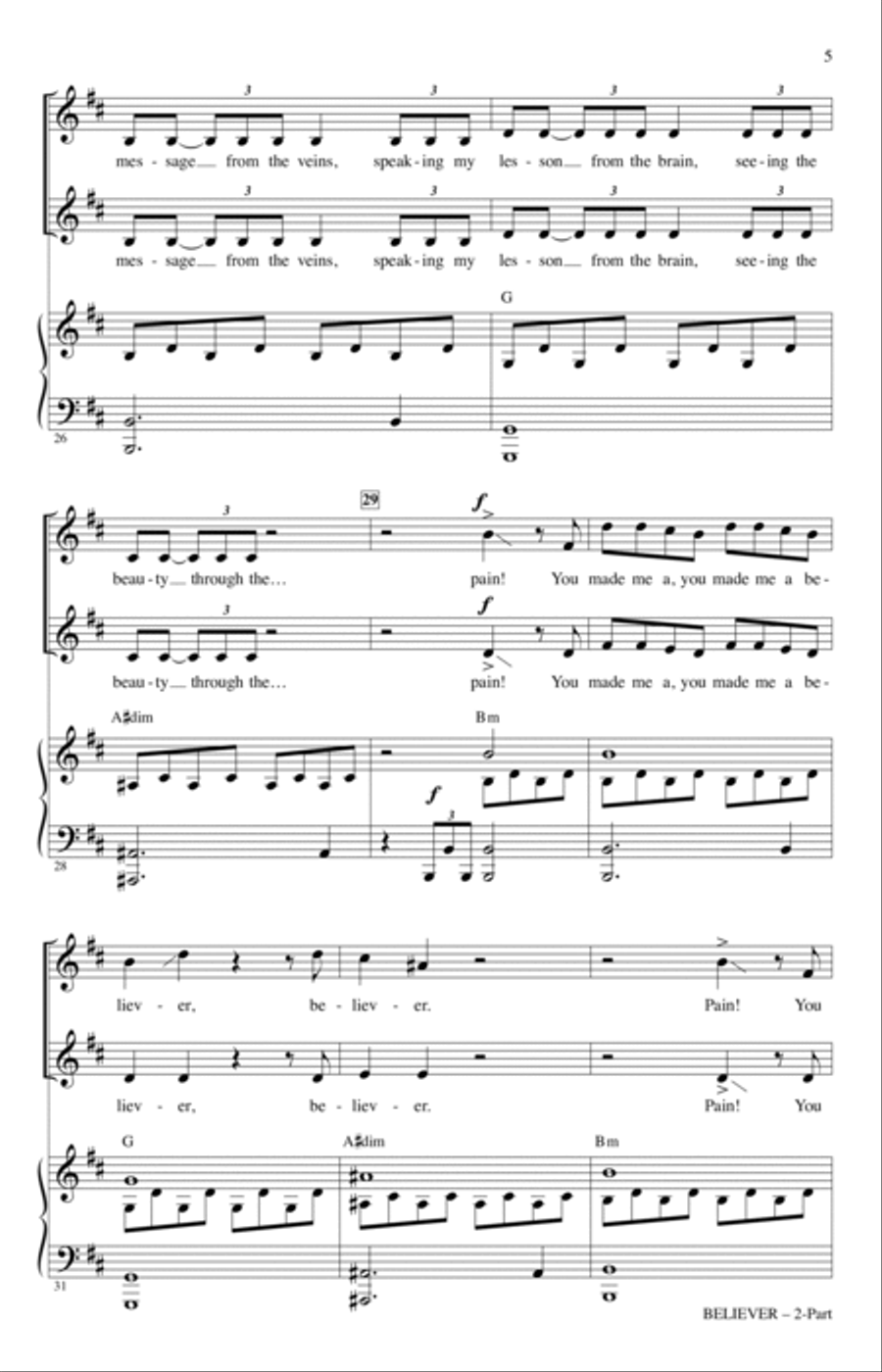 Believer (arr. Mark Brymer) 2-Part scores gallery preview page 4