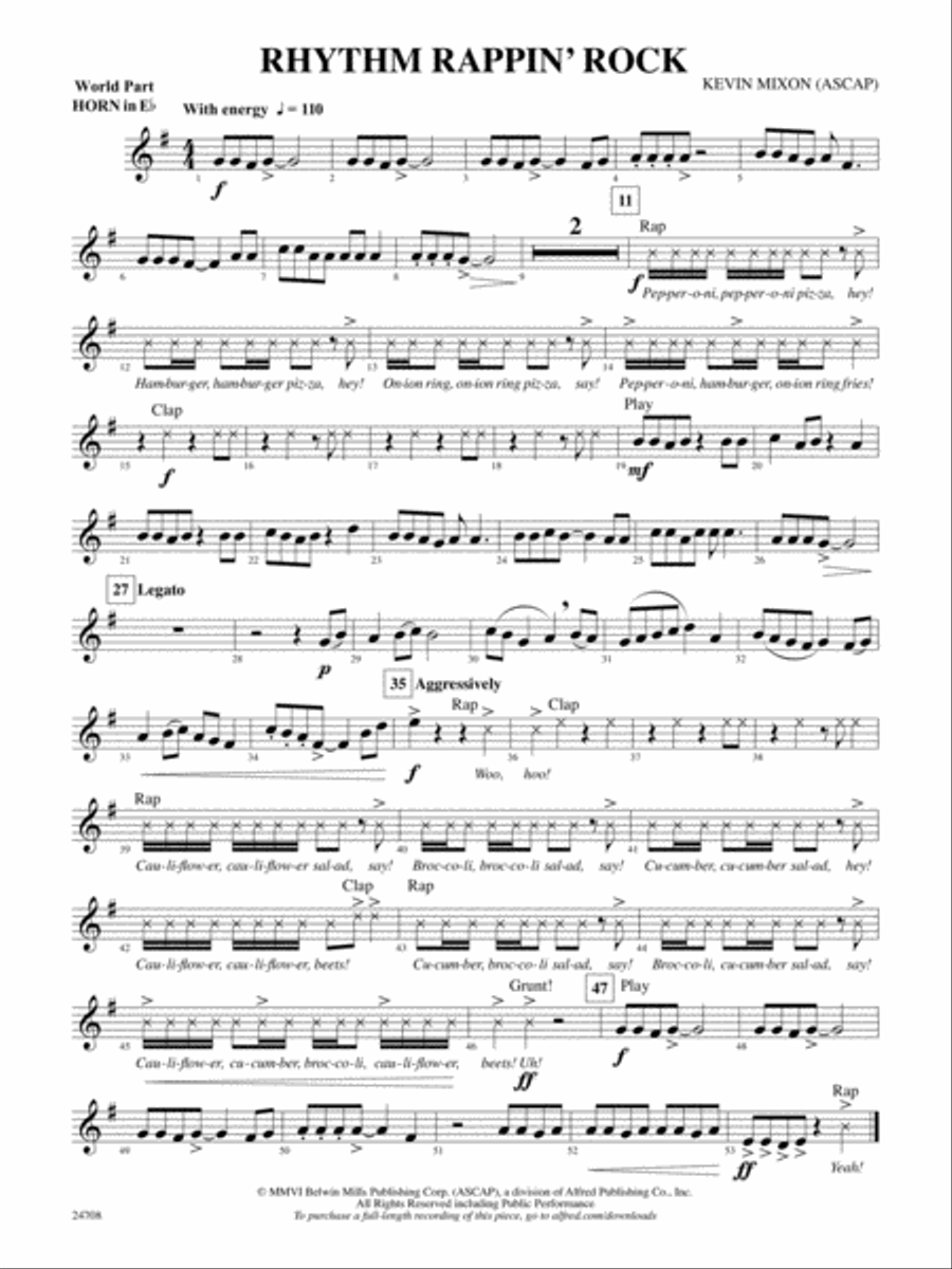 Rhythm Rappin' Rock: (World Part) 1st Horn in E-flat Concert Band scores gallery preview page 1