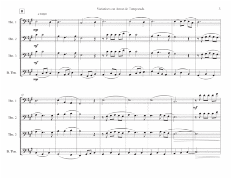 Variations on Amor de Temporado Trombone Solo scores gallery preview page 4