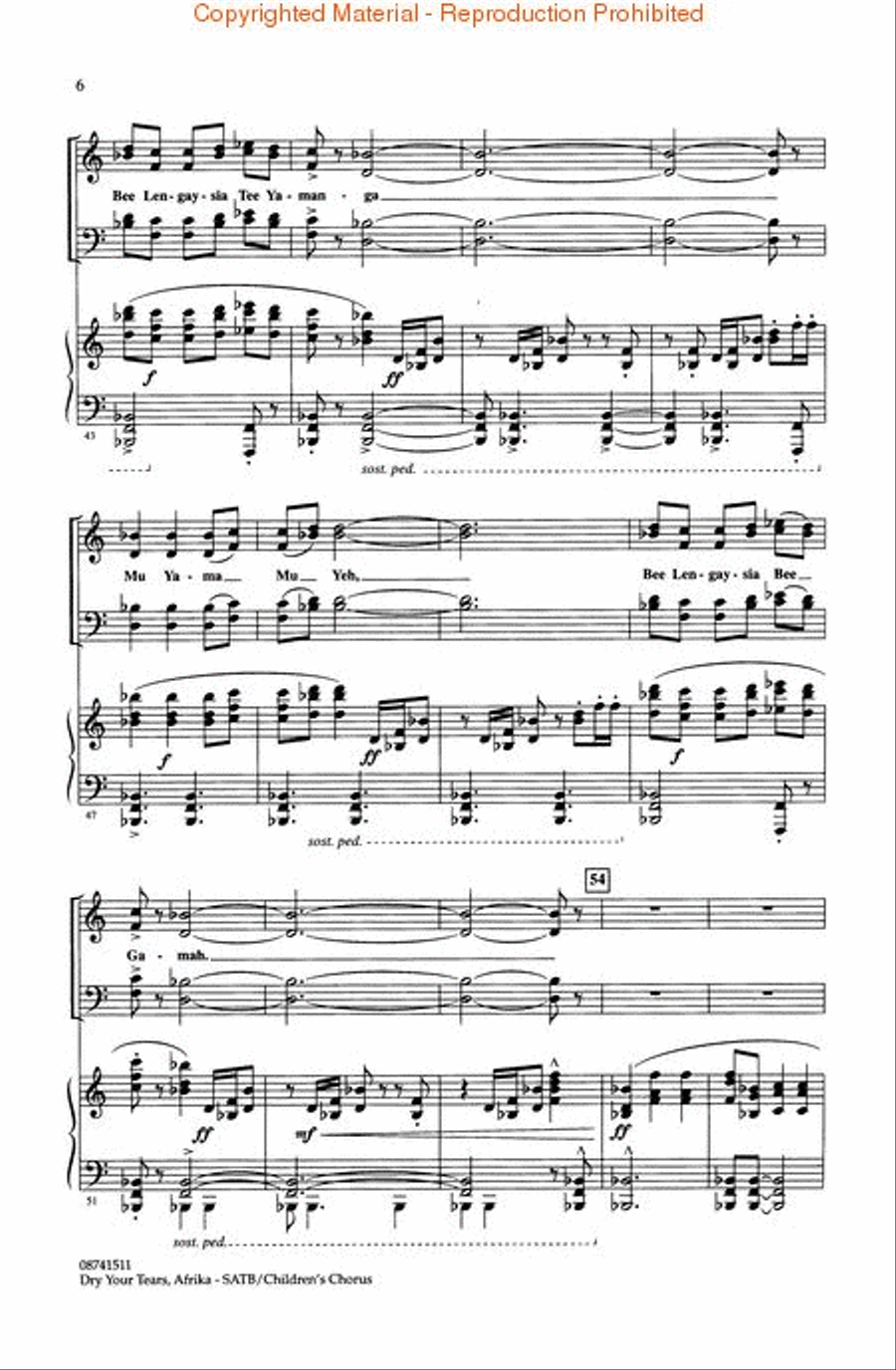 Dry Your Tears, Afrika (from Amistad) 4-Part scores gallery preview page 3