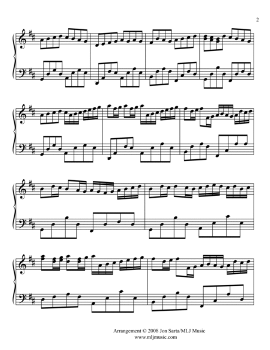 Canon in D - Pachabel Piano Solo scores gallery preview page 2