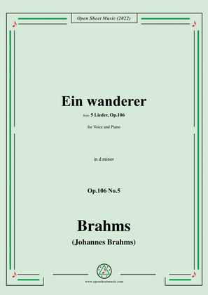 Book cover for Brahms-Ein wanderer,Op.106 No.5 in d minor,for Voice and Piano