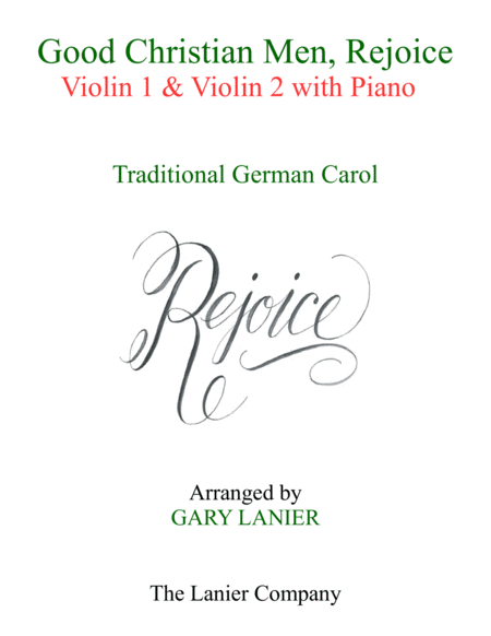 GOOD CHRISTIAN MEN, REJOICE (Violin 1, Violin 2 with Piano & Score/Parts) image number null