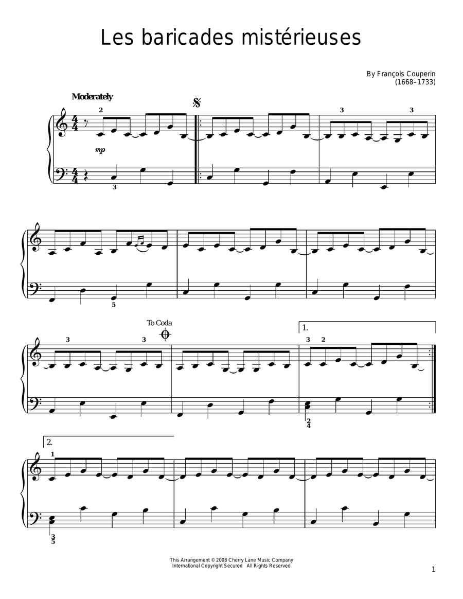 Les Baricades Misterieuses Easy Piano scores gallery preview page 1