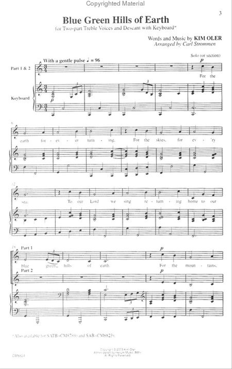Blue Green Hills of Earth Women's Choir scores gallery preview page 2