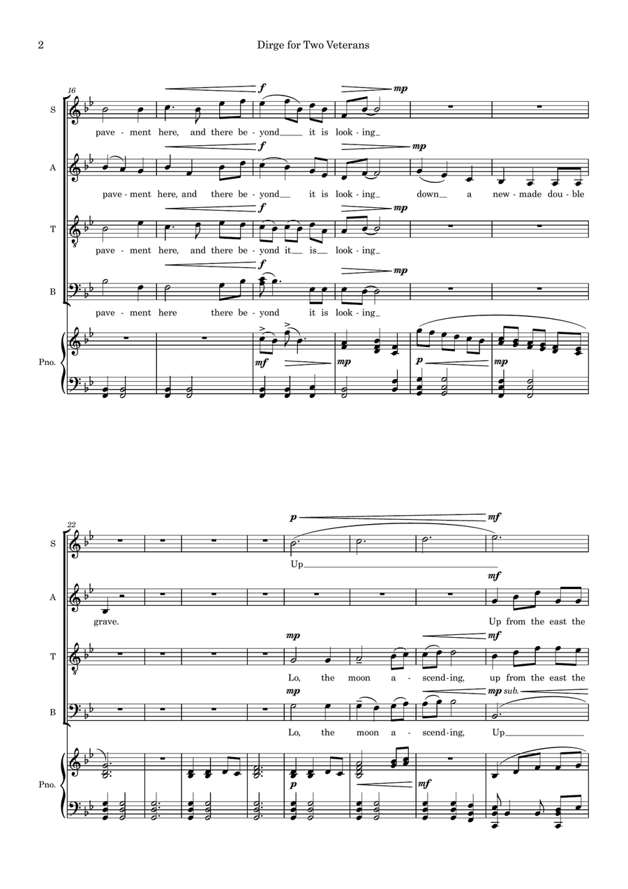 Dirge for Two Veterans 4-Part scores gallery preview page 4