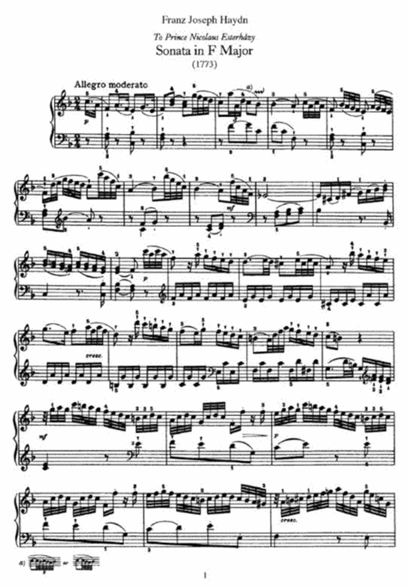 Franz Joseph Haydn - Sonata in F Major (1773), Hob 16 no 23
