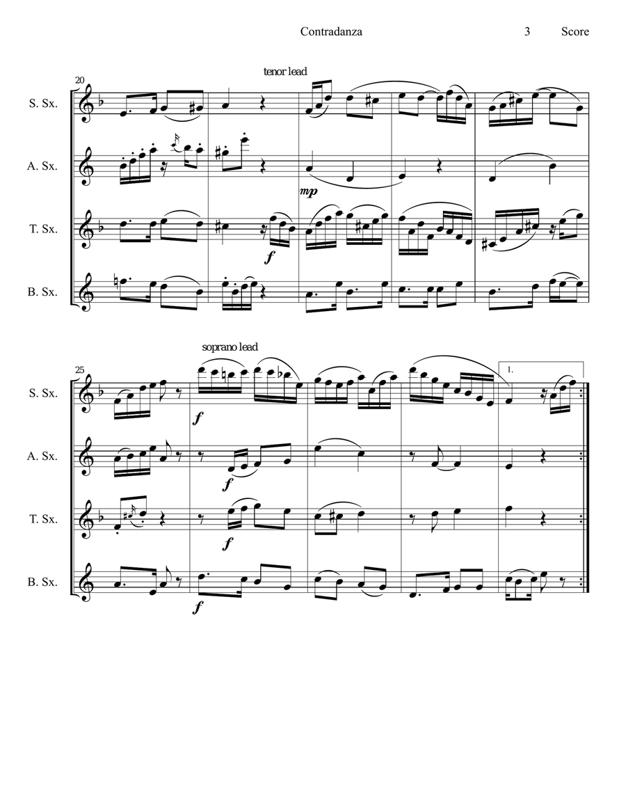 Contradanza Contradanza Saxophone Quartet scores gallery preview page 4