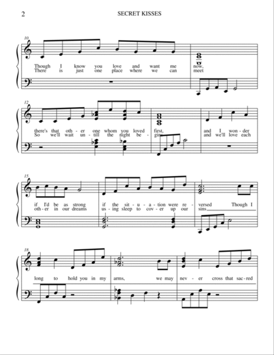 Secret Kisses Piano Solo scores gallery preview page 2