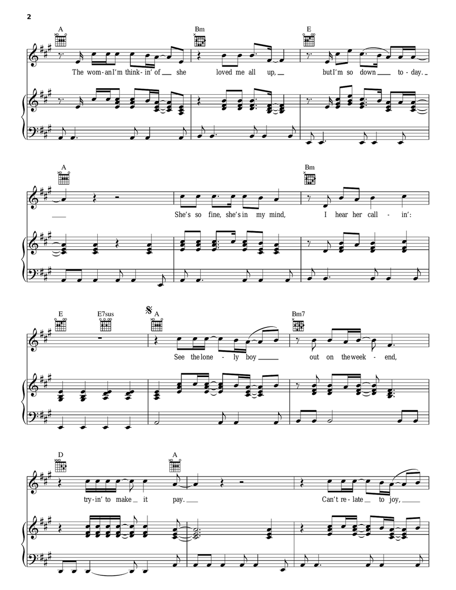 Out On The Weekend Piano, Vocal, Guitar scores gallery preview page 2