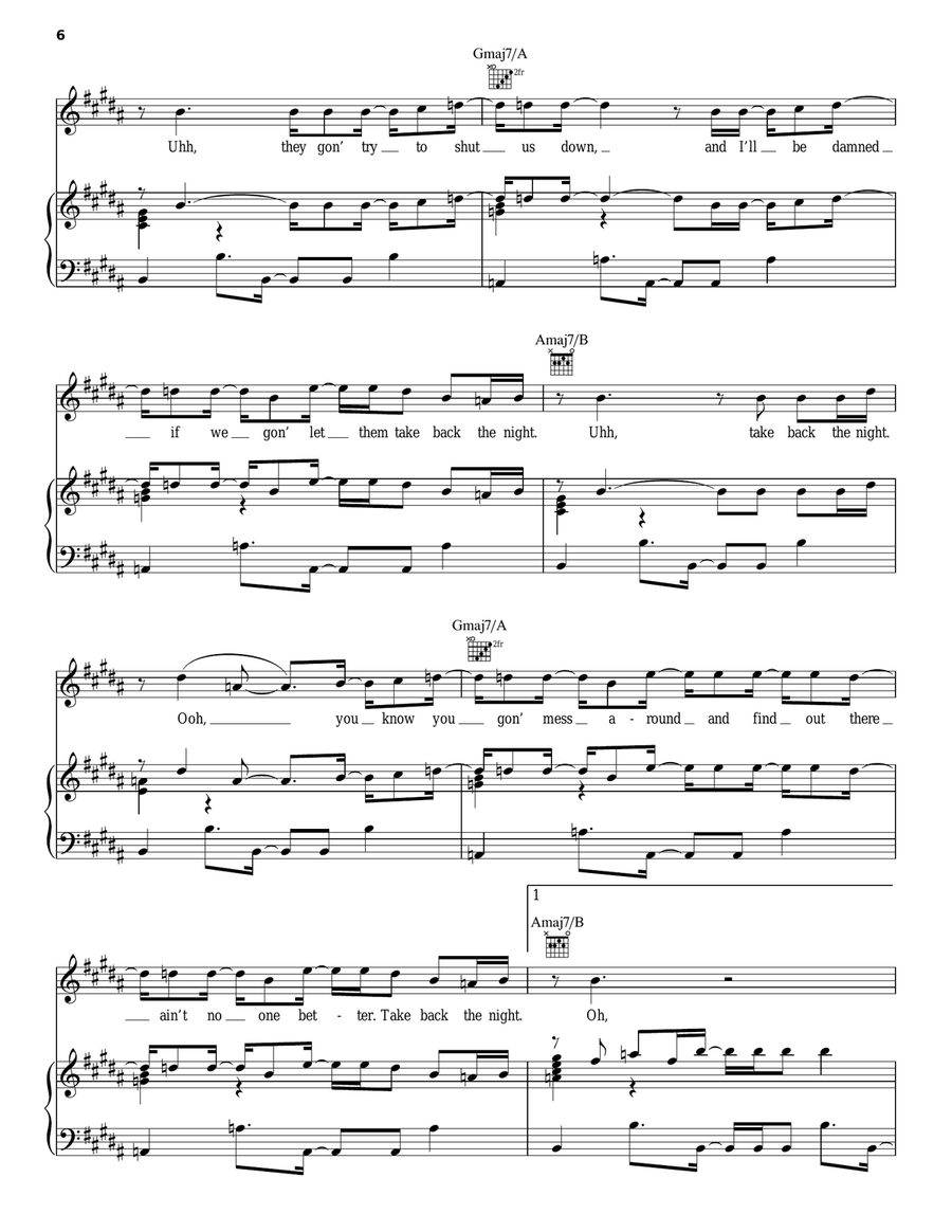Take Back The Night Piano, Vocal, Guitar scores gallery preview page 6