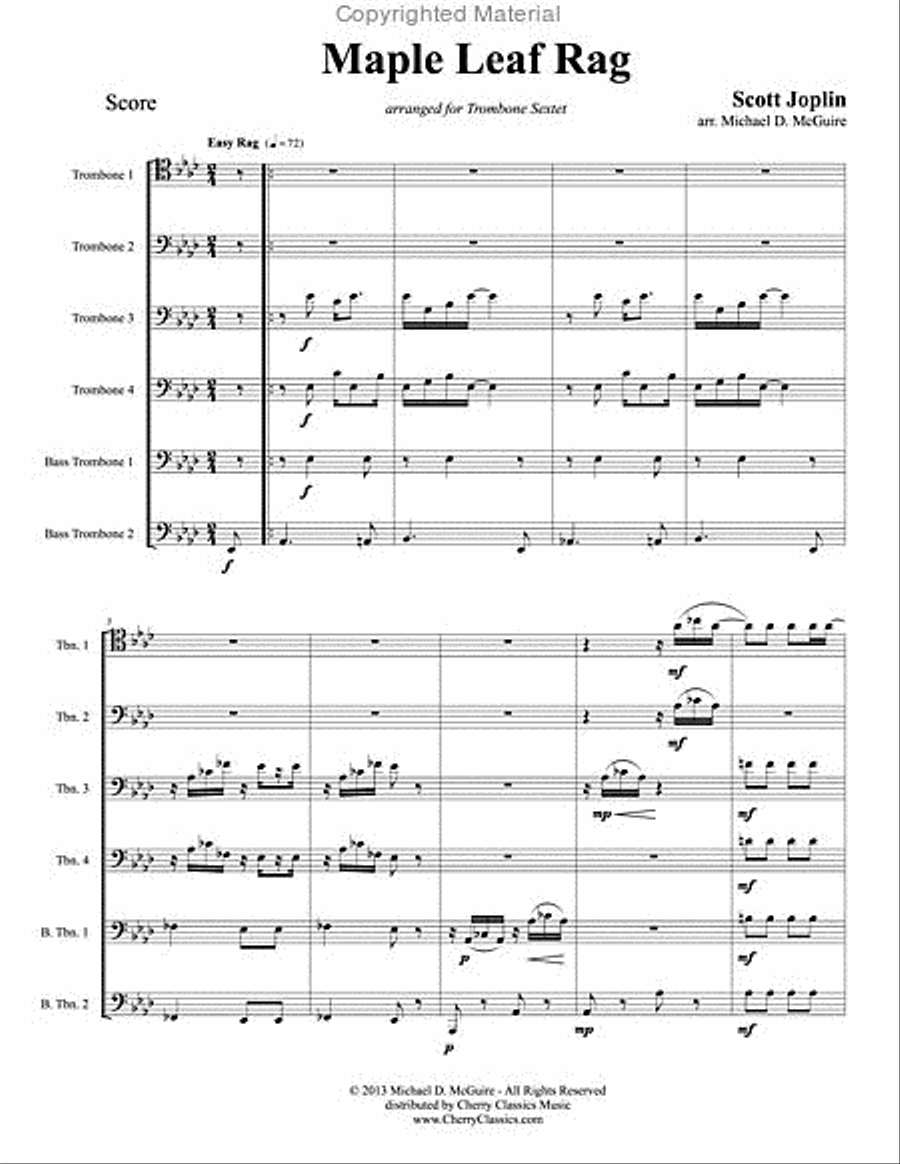 Maple Leaf Rag for Trombone Sextet Chamber Music scores gallery preview page 2