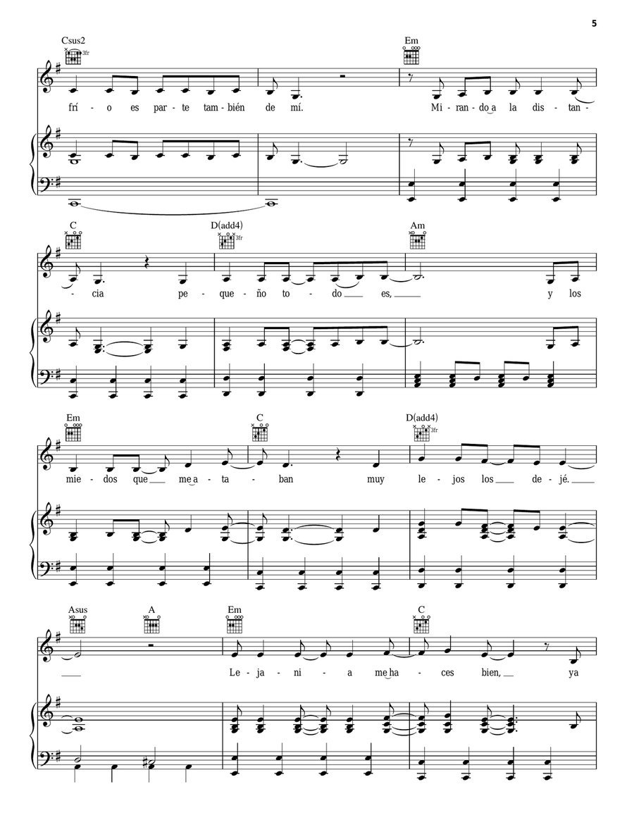 Libre Soy (Martina Stoessel Version) Piano, Vocal, Guitar scores gallery preview page 5