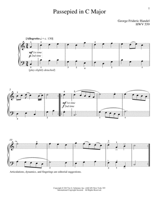 Book cover for Passepied In C Major, HWV 559