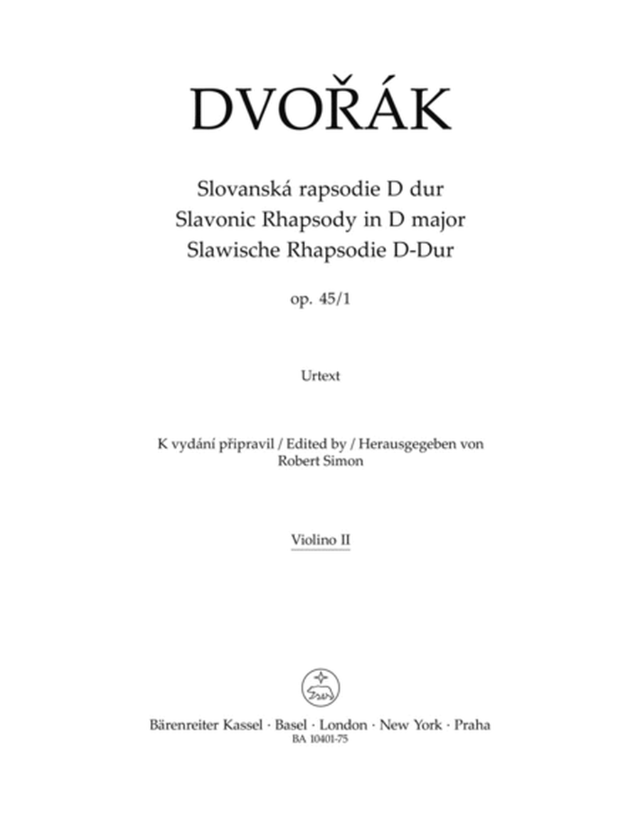 Slavonic Rhapsody in D major op. 45/1 for Orchestra (violin 2 part)