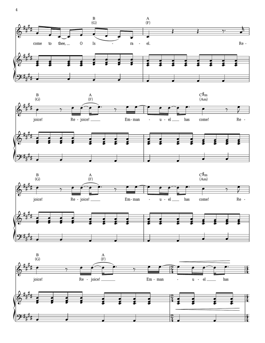 O Come, O Come, Emmanuel Piano, Vocal, Guitar scores gallery preview page 4