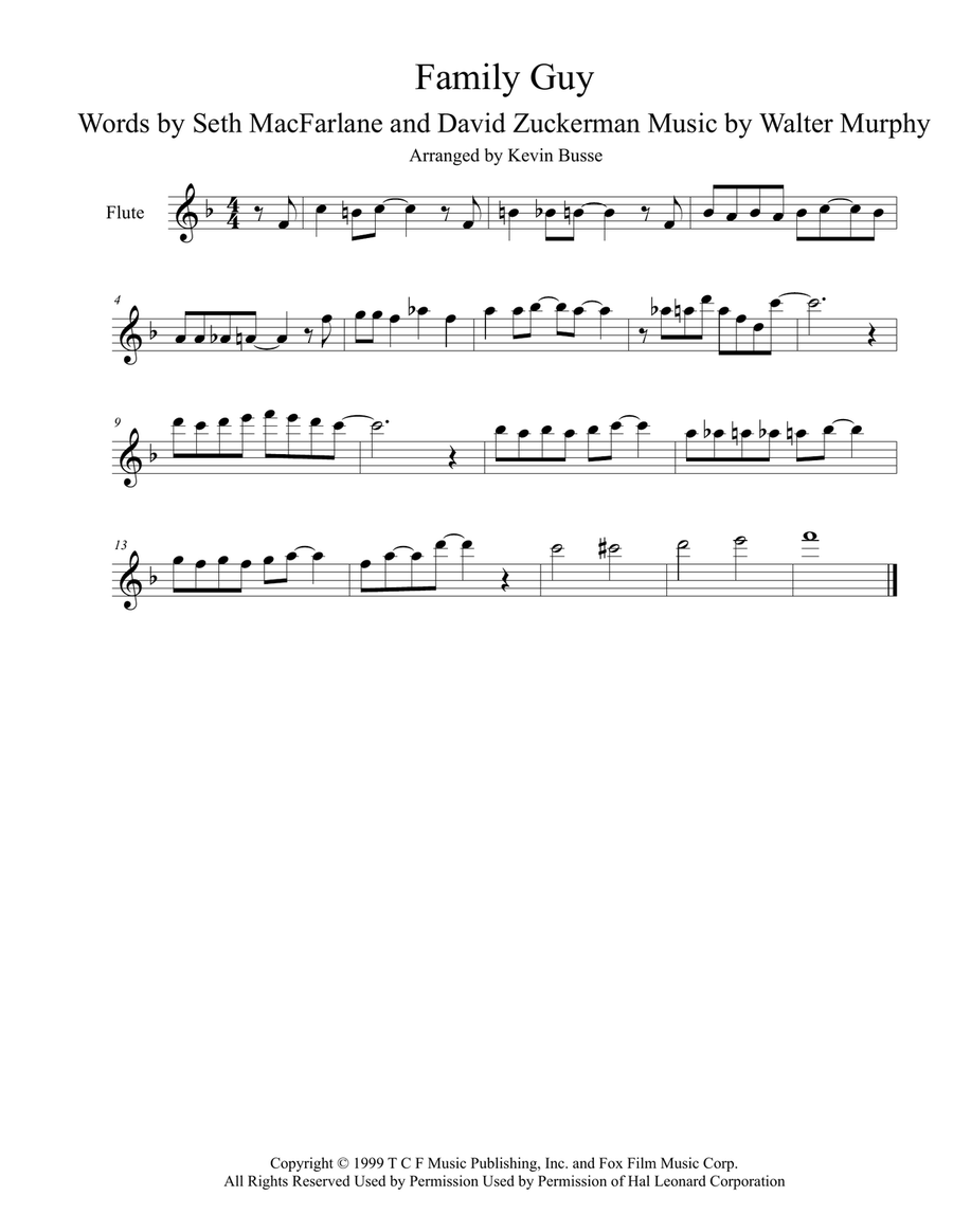 Theme From Family Guy Flute Solo scores gallery preview page 1