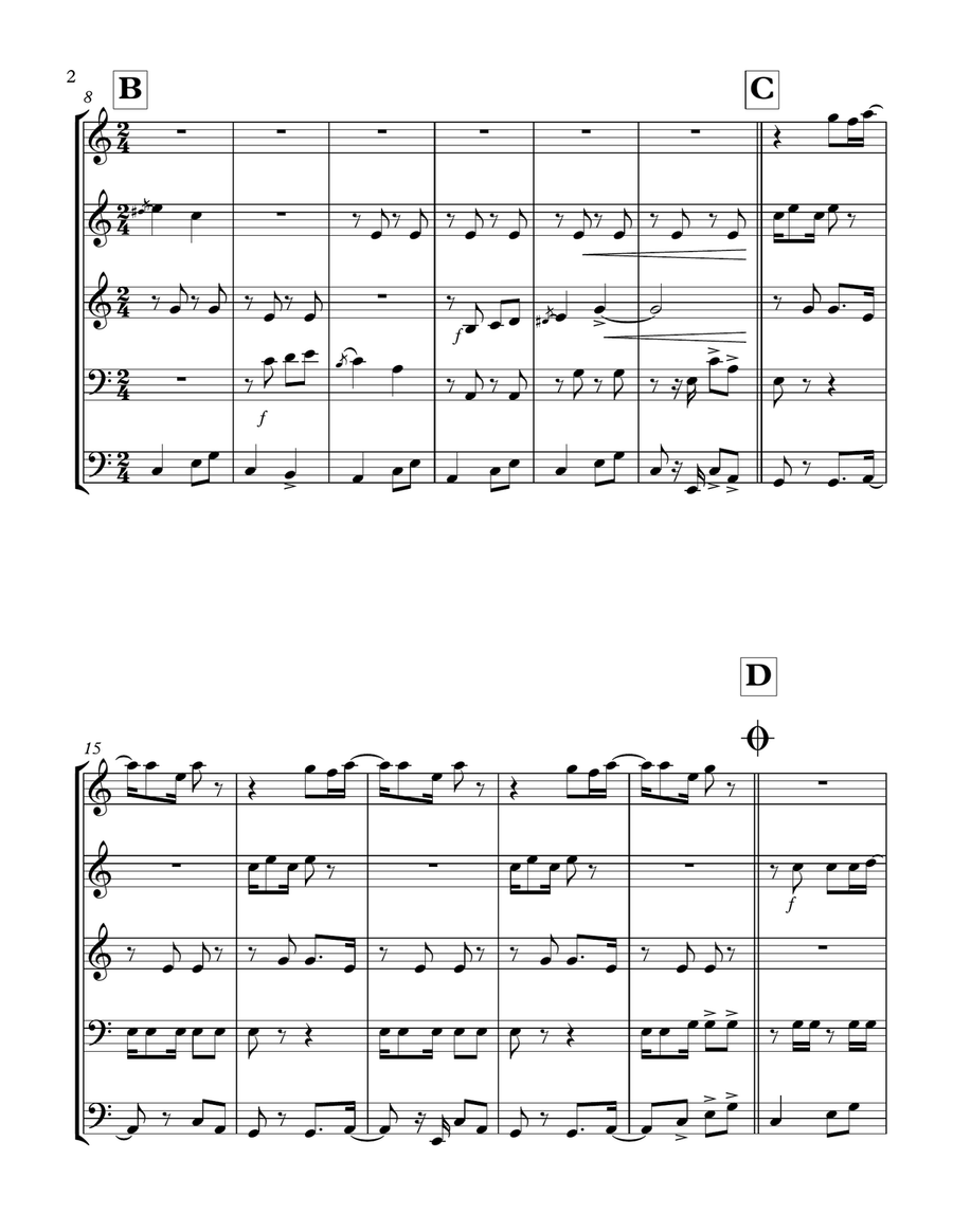 Mexican Folk Pop: COMO UNA NOVELA (by Los Acosta) for Brass Quintet arr. Martín Hernández Sánchez Brass Quintet scores gallery preview page 2