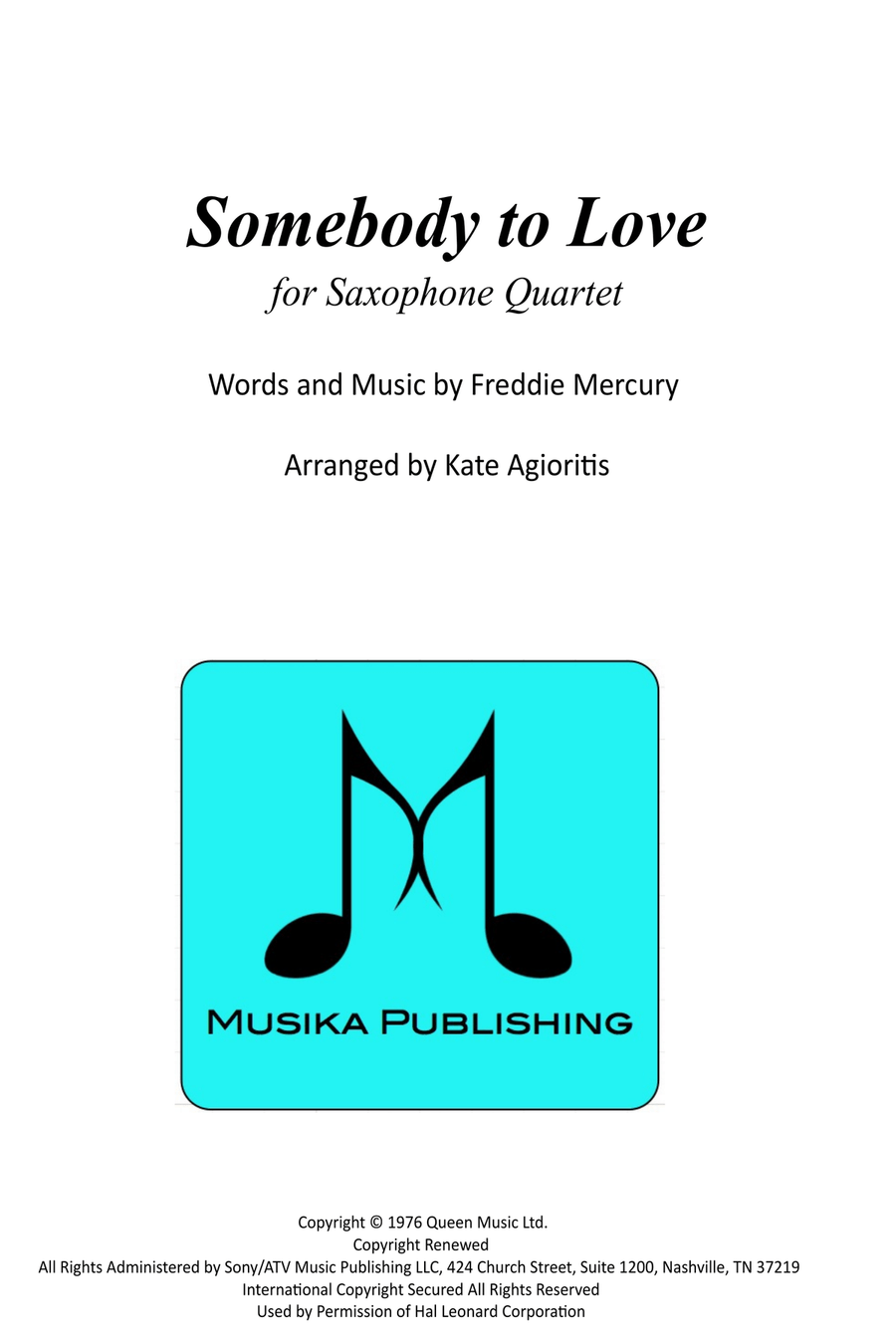 Somebody To Love Somebody To Love Saxophone Quartet scores gallery preview page 1