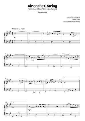 Air on the G string (easy piano – A major – clean sheet music)
