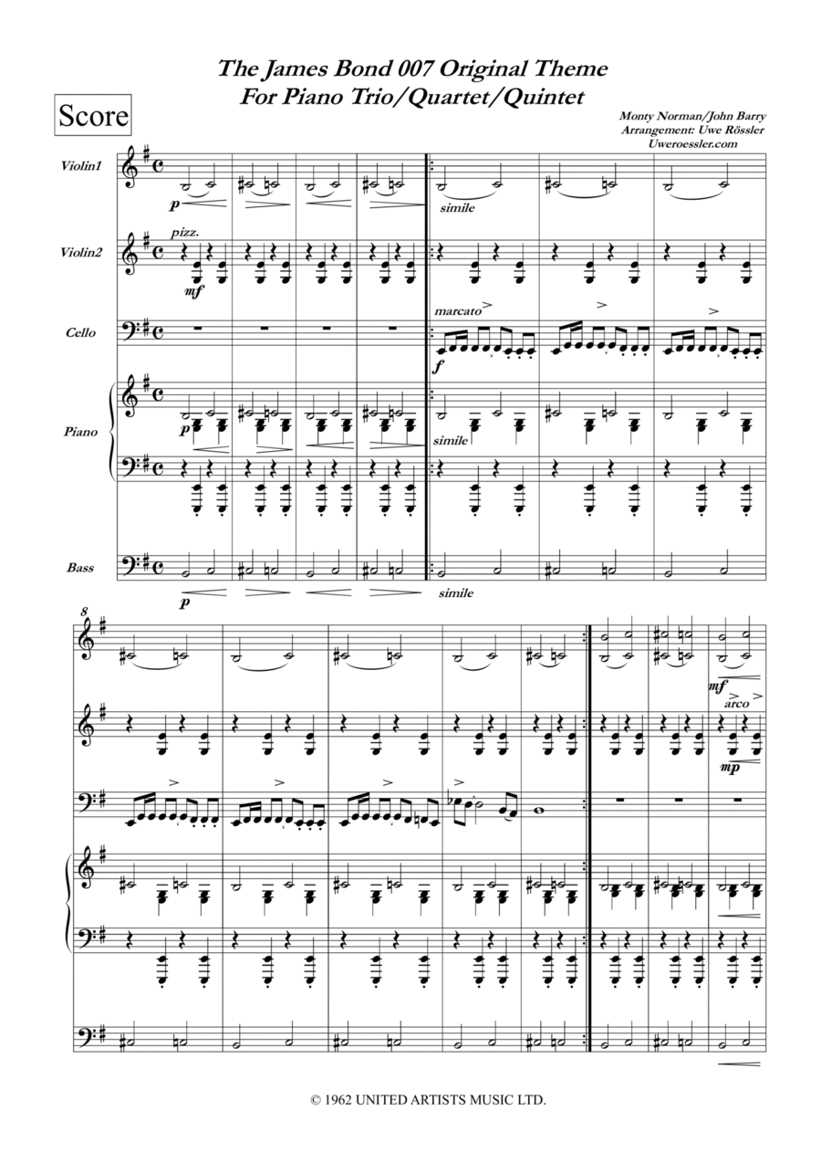 James Bond Theme Piano Trio scores gallery preview page 1