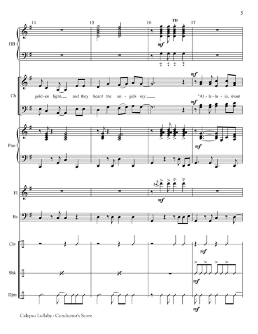 Calypso Lullaby Handbell Choir scores gallery preview page 5