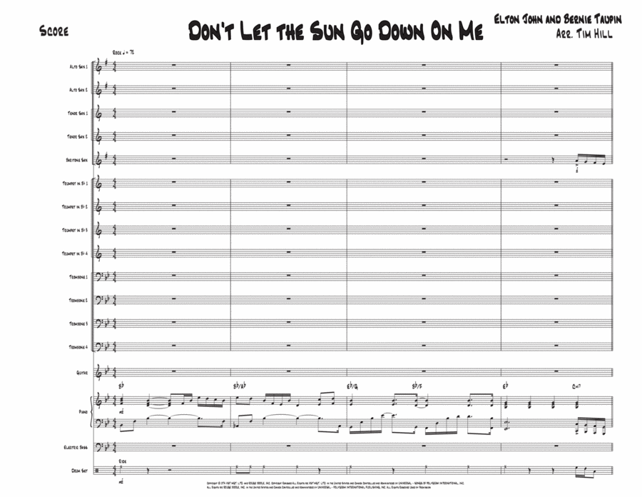 Don't Let The Sun Go Down On Me Jazz Ensemble scores gallery preview page 1