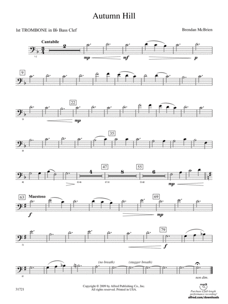 Autumn Hill: (wp) 1st B-flat Trombone B.C.