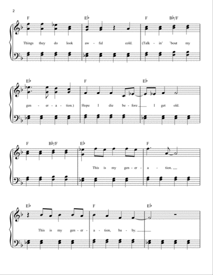 My Generation Easy Piano scores gallery preview page 2