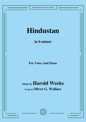 Book cover for Harold Weeks-Hindustan,in b minor,for Voice&Piano