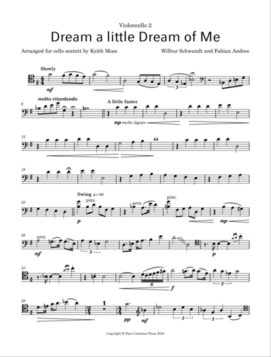 Dream A Little Dream Of Me Cello scores gallery preview page 5