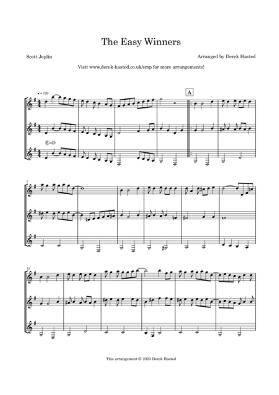 The Easy Winners (Scott Joplin) - for 3 guitars or large ensemble Large Ensemble scores gallery preview page 4