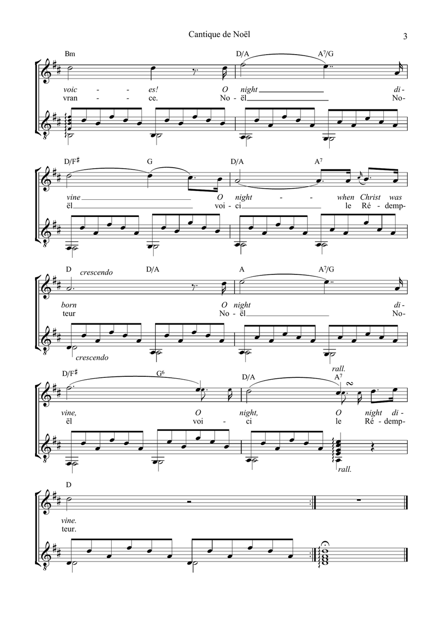 O Holy Night / Cantique de noel for voice and guitar (D Major) O Holy Night / Cantique de noel for voice and guitar (D Major) Acoustic Guitar scores gallery preview page 4