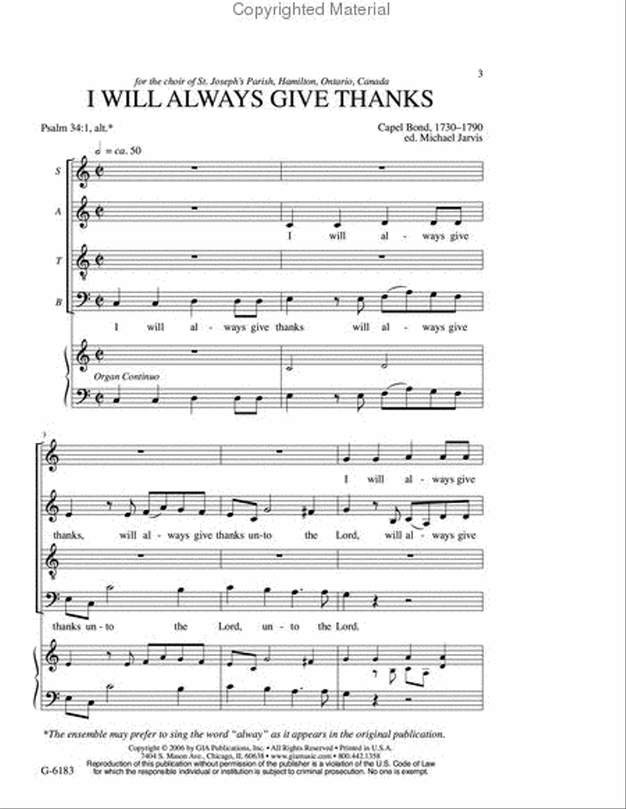 I Will Always Give Thanks 4-Part scores gallery preview page 2