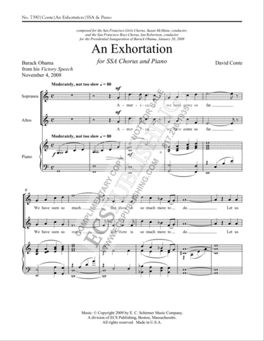 An Exhortation An Exhortation SSA scores gallery preview page 2