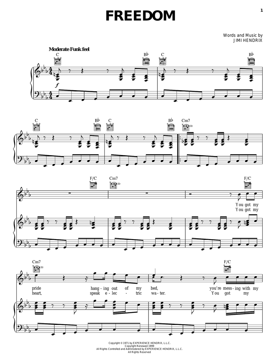 Freedom Freedom Piano, Vocal, Guitar scores gallery preview page 1
