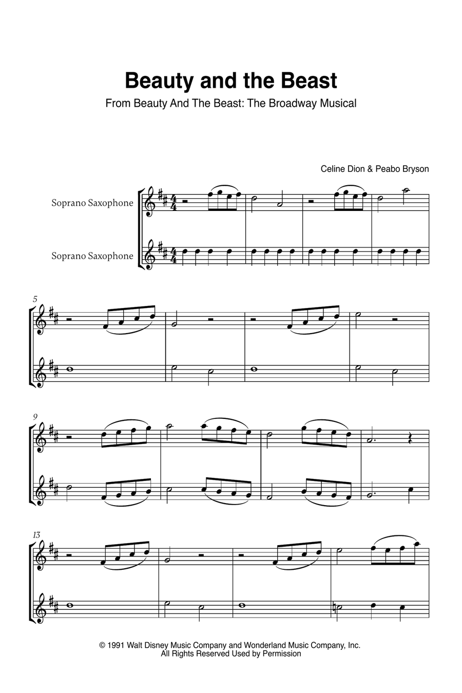 Beauty And The Beast Woodwind Duet scores gallery preview page 1