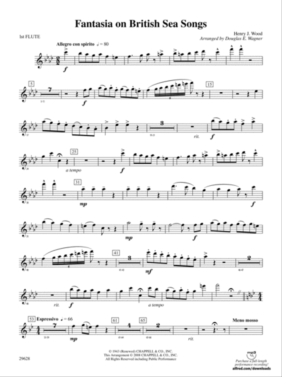 Fantasia on British Sea Songs: Flute Concert Band scores gallery preview page 1