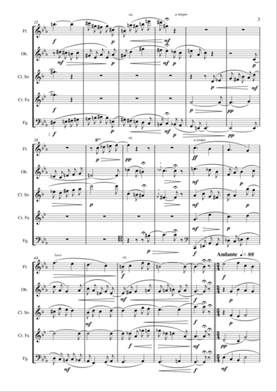 Filiberto PIERAMI: KAMMERSTÜCK PER QUINTETTO DI FIATI (Op.52) (ES 537) - Score Only Woodwind Quintet scores gallery preview page 5