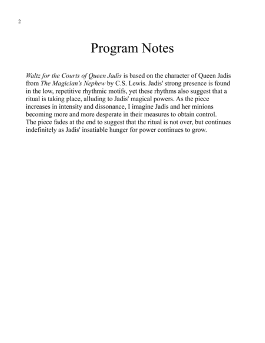 Waltz for the Courts of Queen Jadis Piano Solo scores gallery preview page 2