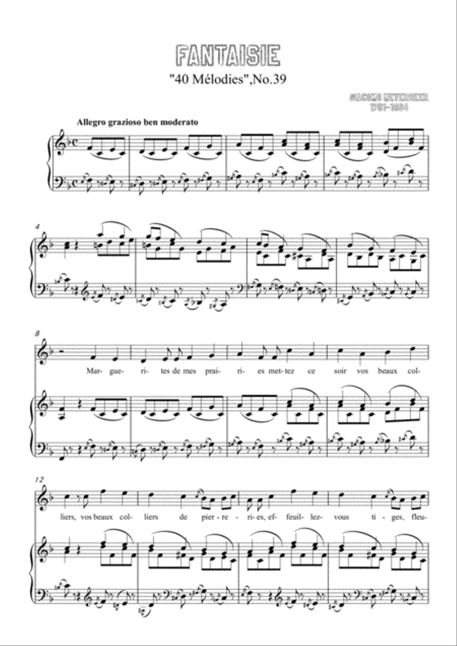Meyerbeer-Fantaisie in F Major,for Voice and Piano Voice Solo scores gallery preview page 3