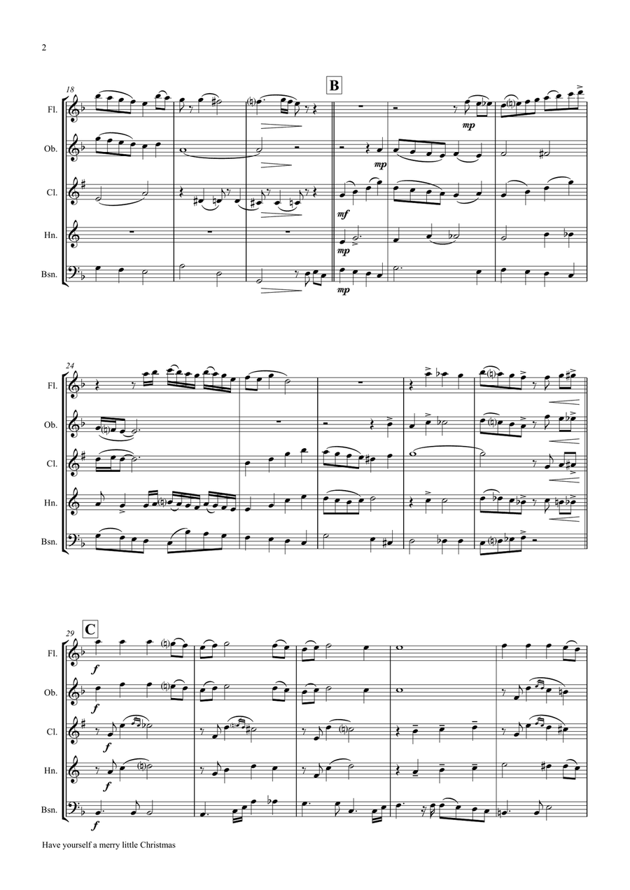 Have Yourself A Merry Little Christmas from MEET ME IN ST. LOUIS Woodwind Quintet scores gallery preview page 3
