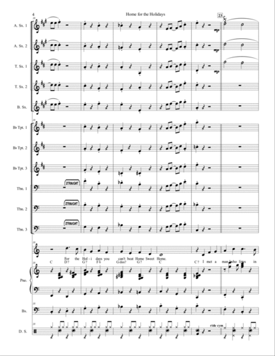 (there's No Place Like) Home For The Holidays Jazz Ensemble scores gallery preview page 5