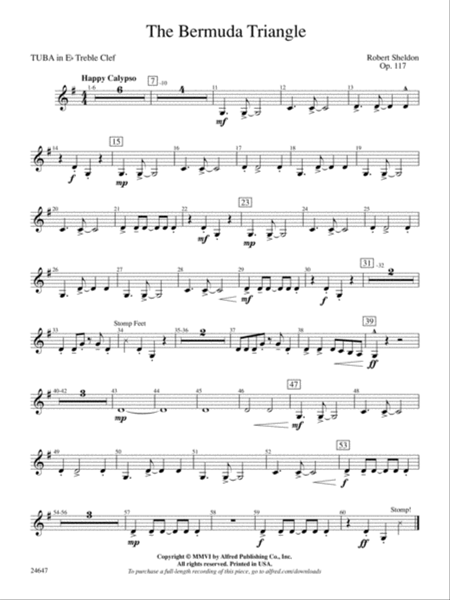 The Bermuda Triangle: (World Part) E-flat Tuba T.C. Concert Band scores gallery preview page 1