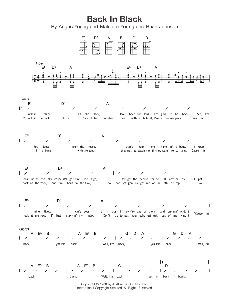 Back In Black Back In Black Ukulele scores gallery preview page 1